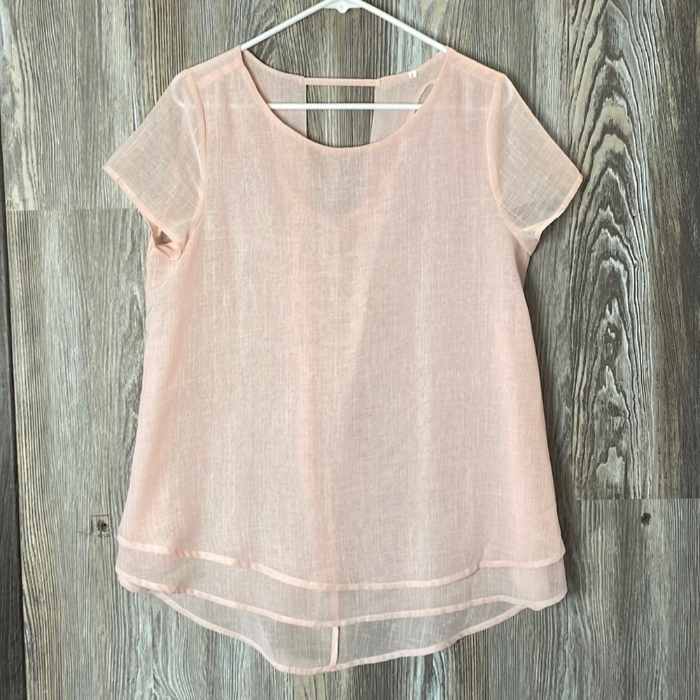 Baby pink multi layered top with cut out, L